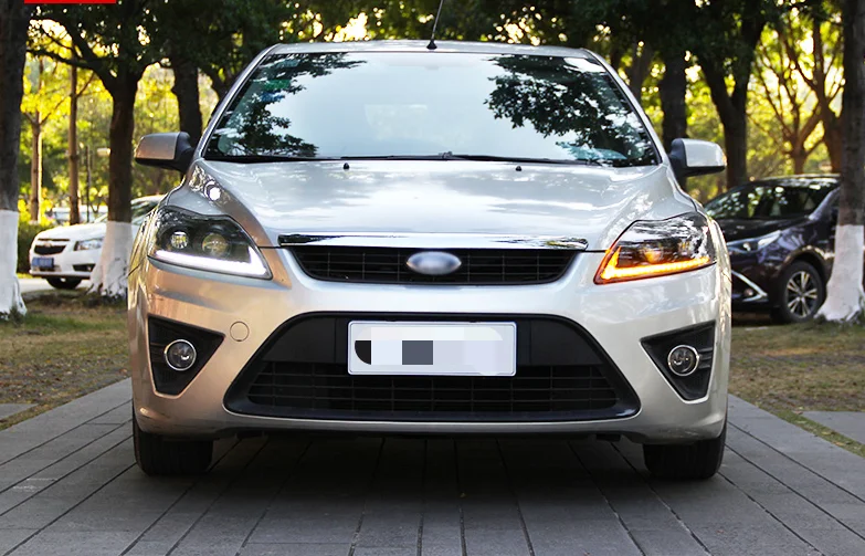 2 шт. светодиодный головной светильник s для ford focus 2009-2013 Автомобильный светодиодный светильник s двойной ксеноновый Объектив Автомобильные аксессуары дневные ходовые огни противотуманный светильник