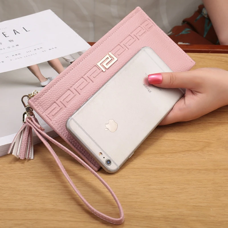 

High Capacity Fashion Women Wallets Long PU Leather Wallet Female Zipper Clutch Ladies Wristlet Ultra thin Mobile phone bag