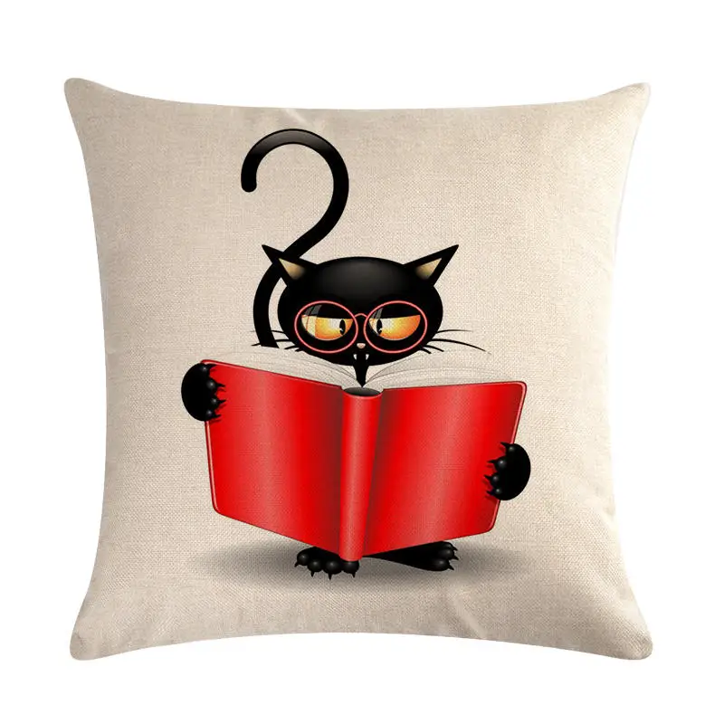 Наволочка 45 см * angry little black cat льняная наволочка для дивана декоративная подушка