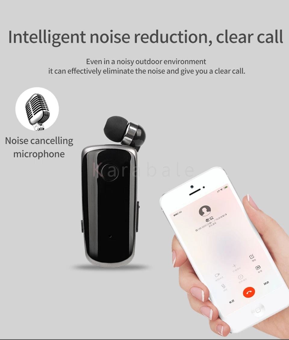 Karabale K39 Беспроводная bluetooth-гарнитура CSR чип в ухо Вибрационный оповещение износ клип наушник Hands-Free