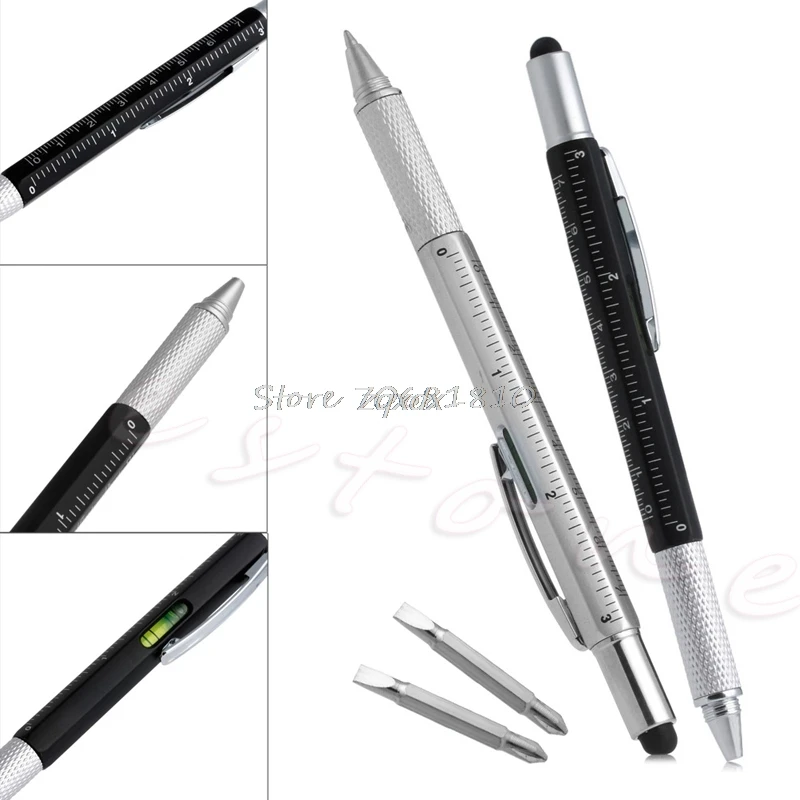 6 In 1 Touch Stylus Ballpoint Pen With Spirit Level Ruler Screwdriver Tool New Whosale&Dropship|6 pens|stylus ballpoint pentouch stylus |