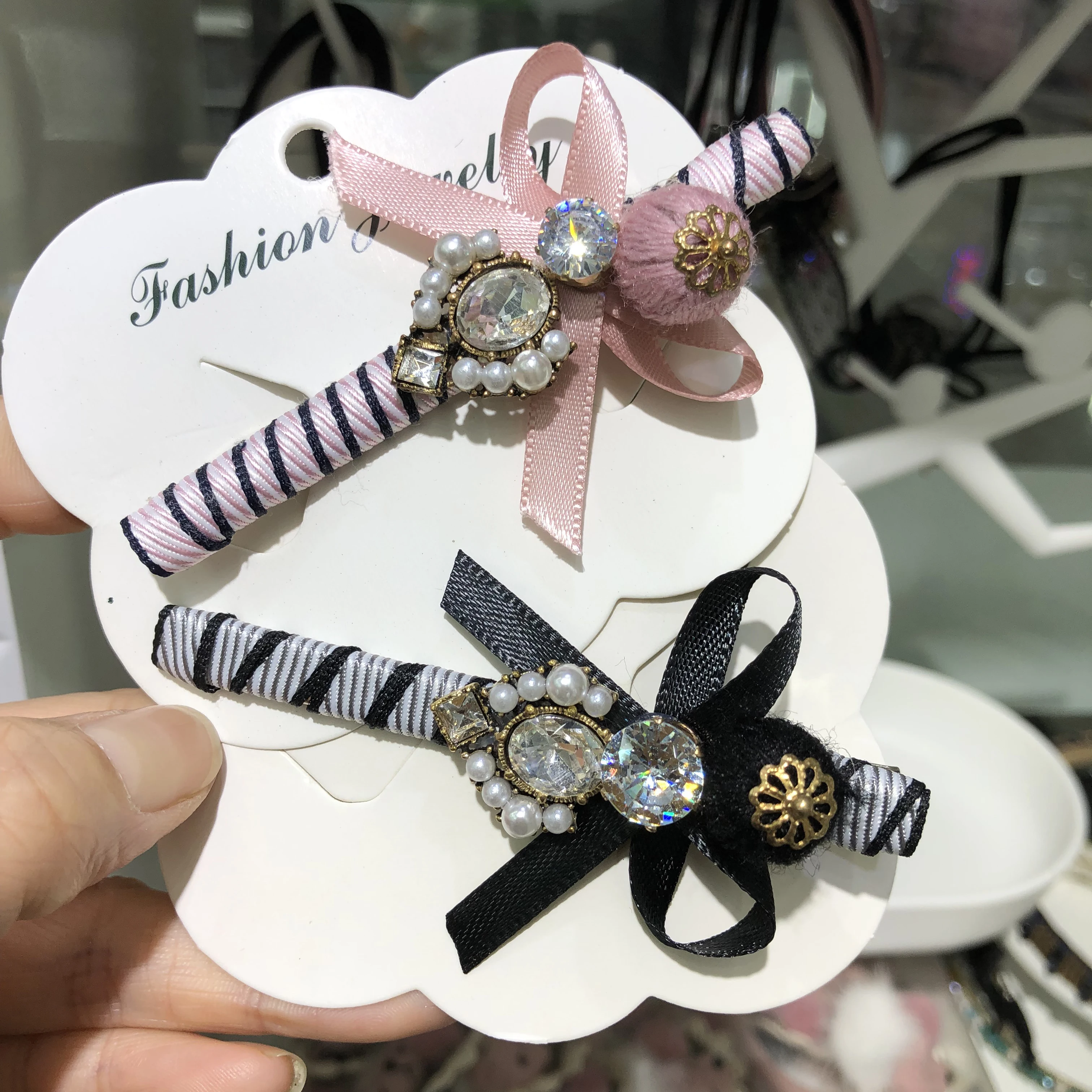 Горячие корейские шикарные заколки ручной работы с жемчугом Ретро Кристалл