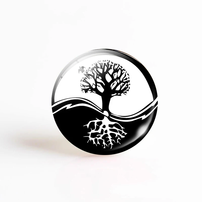 5 шт./лот стеклянные кабошоны Yin Yang Tai Chi 25 мм круглые бусины для самостоятельного