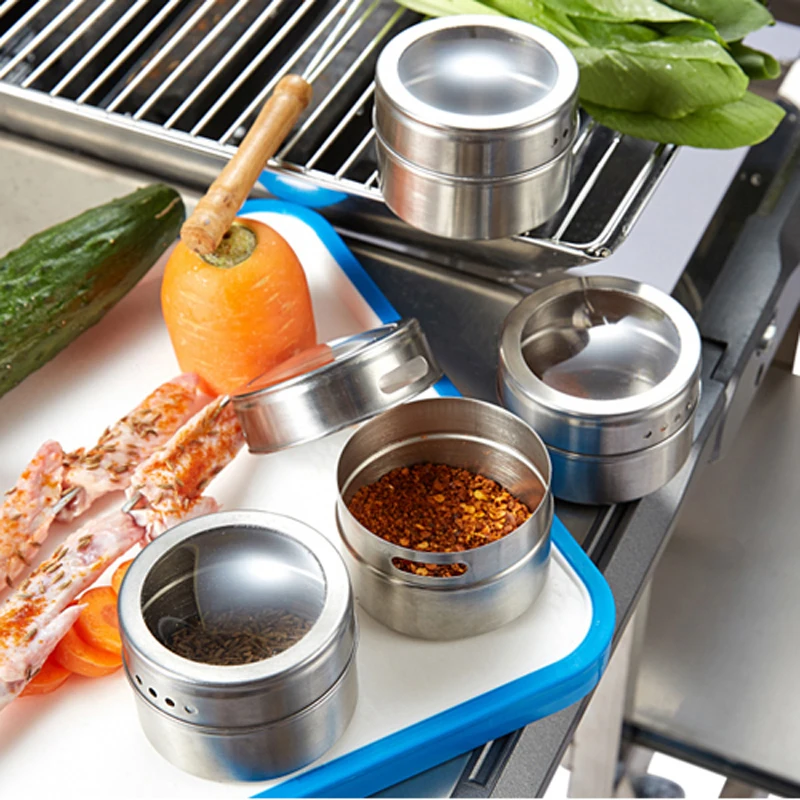 6 шт. магнитный графинчик из нержавеющей стали Набор банок для специй Солонка и