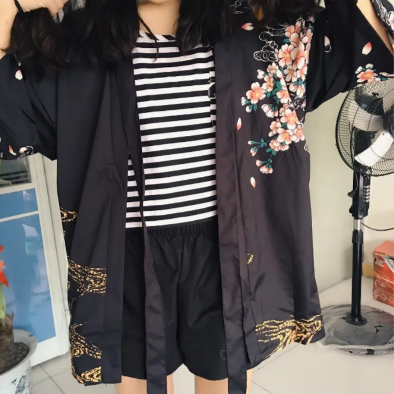 Женское кимоно Giaponese Cappotto большого размера Marsuri Yukata Indumerito топы костюм Pesce Redcarp японская Сакура с принтом кардиган