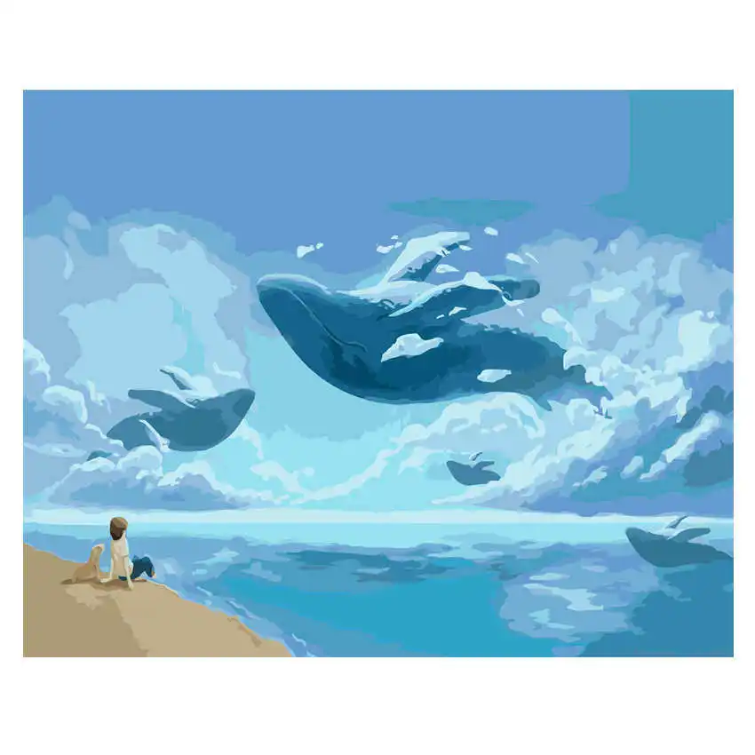 whale painting Рисование по номерам, сексуальная женщина, сделай сам масляные краски по номерам, краски по номерам наборы - Цвет: whale painting