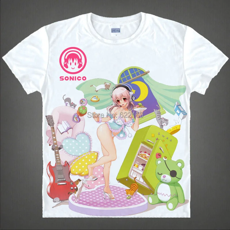 Лидер продаж японский супер сонико вокалист Экран печатных футболки в белом