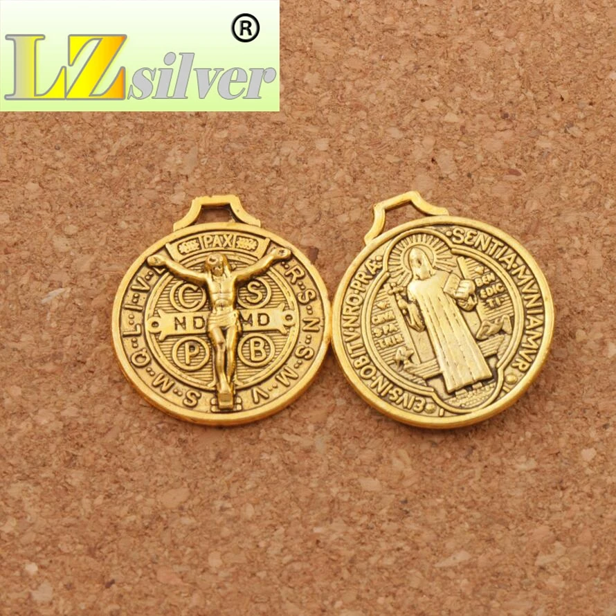 

Saint Jesus Benedict Patron Medal Crucifix Cross 70pcs zinc alloy Bronze Charm Beads Pendants 24x21mm L1658