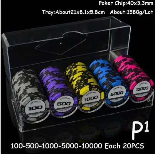 покерный набор в кейсе 100 шт. чипов для покера с акриловой коробкой 14 г глиняных