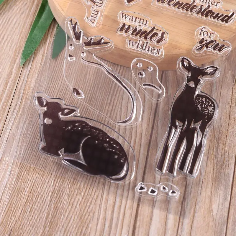 Олень Силиконовые DIY прозрачные штампы Скрапбукинг для фотоальбома бумажные