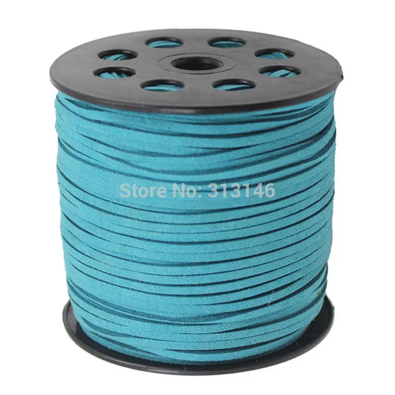 Turquoise Blue 3 мм 90 м Плетенный, макраме кожаных шнуров из искусственной замши, "сделай сам" для Бисер браслет ювелирных изделий на плоской подошве веревочная нить - Цвет: Turquoise Blue