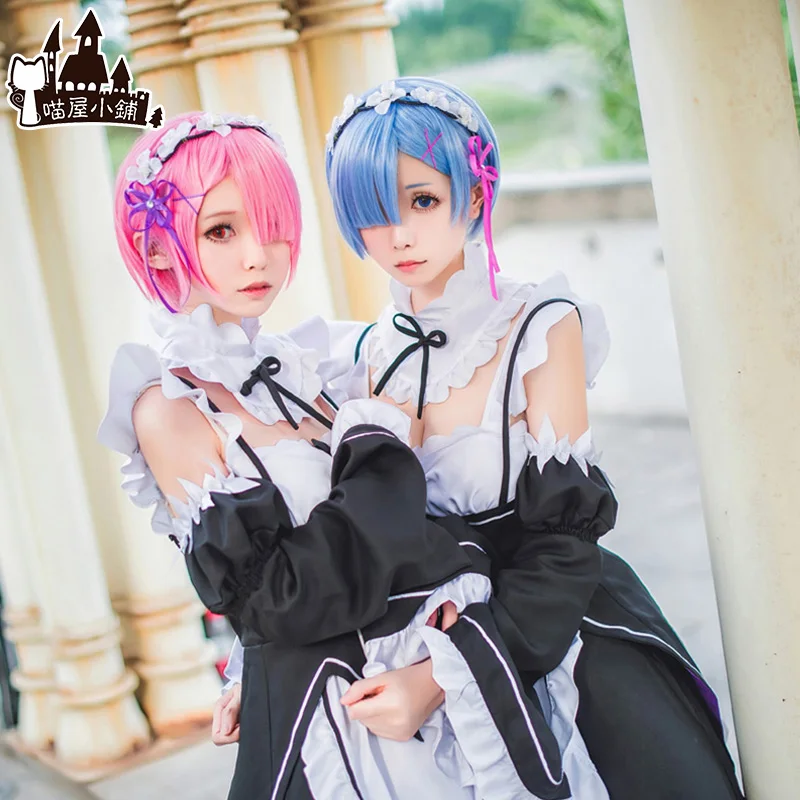 Фото Re:zero Ram Rem Maid Dress Cosplay Costume Halloween Uniform Outfit Dress+Socks+Headdress S M L Тематическая одежда и Re:zero Ram Rem Maid Dress Cosplay Costume Halloween Uniform Outfit Dress+Socks+Headdress S M L Тематическая одежда и