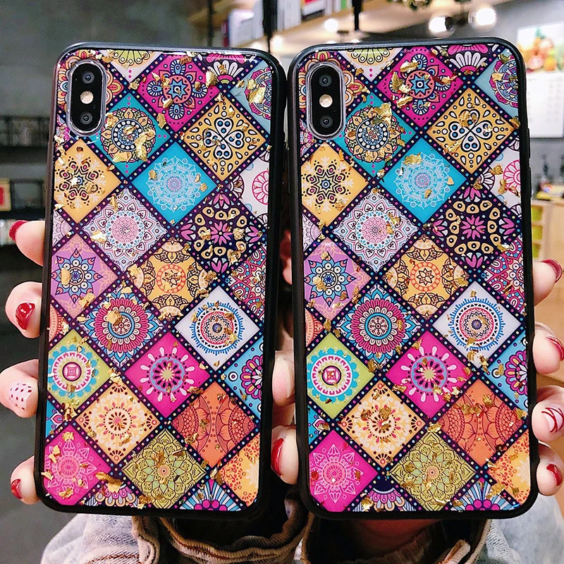 Блестящий эпоксидный чехол из золотой фольги для телефона IPhone XS Max XR X 7 8 6 6S Plus