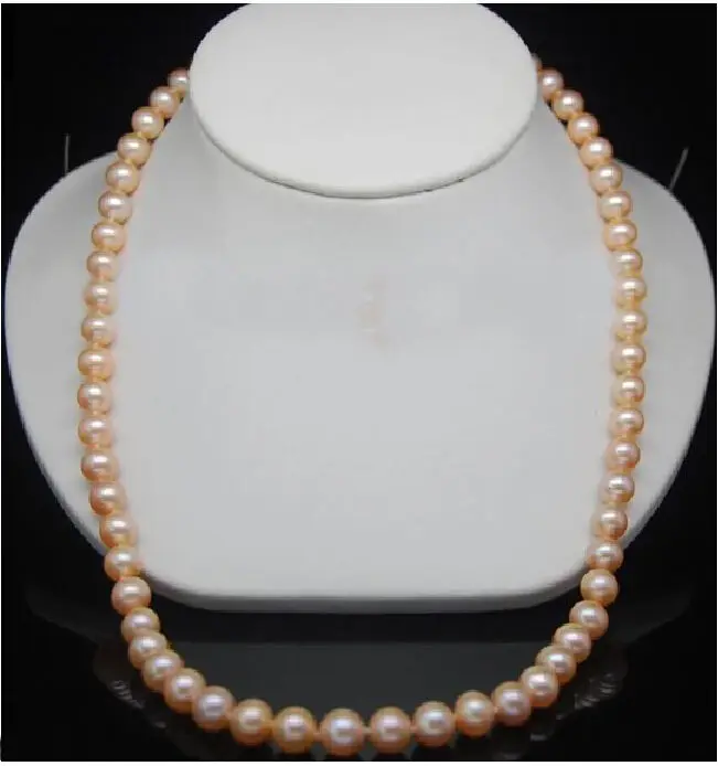 

Натуральное жемчужное ожерелье K 9-10 мм AAA +, подлинное розовое жемчужное ожерелье 25 дюймов