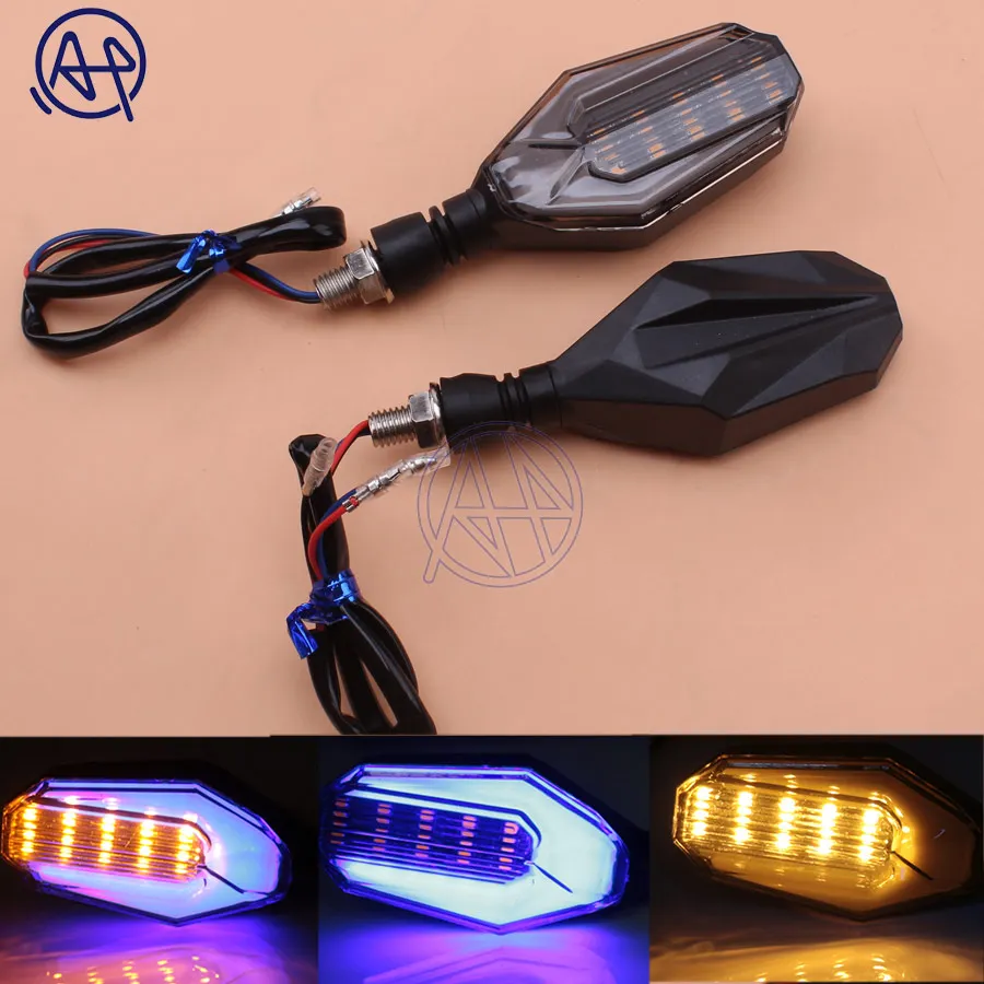 

Mototcycle Amber+Blue Light 12V Turn Signal Lights Lamp Indicators 1pair Universal For YAMAHA Honda Suzuki Kawasaki
