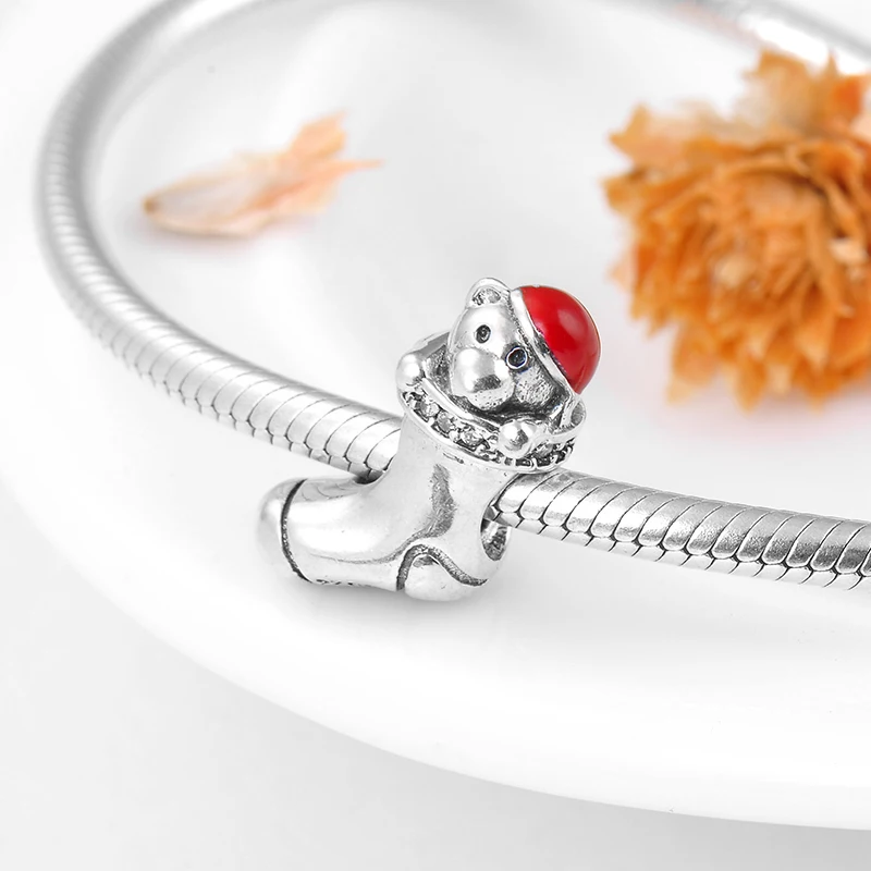 2018 рождественские носки ювелирные изделия медведя Модные металлические бусины