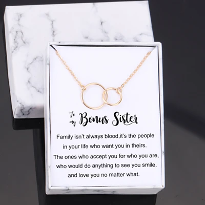 Gold with box Сувенир, бонусный подарок для сестры, коробка с надписью, ювелирные изделия, цепочка, колье, сестры, друзья, подарок, аксессуары, подарок на день рождения - Окраска металла: Gold with box