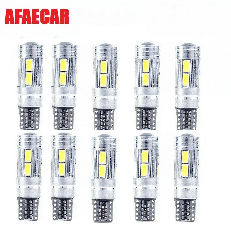 AFAECAR T10 LED canbus W5W 194 внутренсветодиодный Белая светодиодная CAN-шина без ошибок OBC t10 10SMD 5630 5730 с проектором объектива