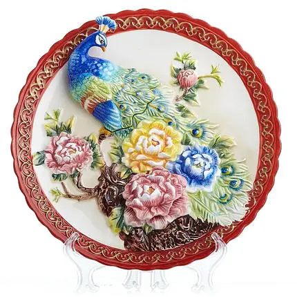 Павлин Фарфор Декоративные Плоские пластины для подвешивания керамический