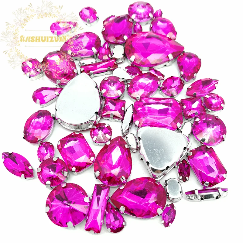 52 шт. 23 размера 10 форм|sew rhinestones|rhinestone sewglass crystal rhinestones |