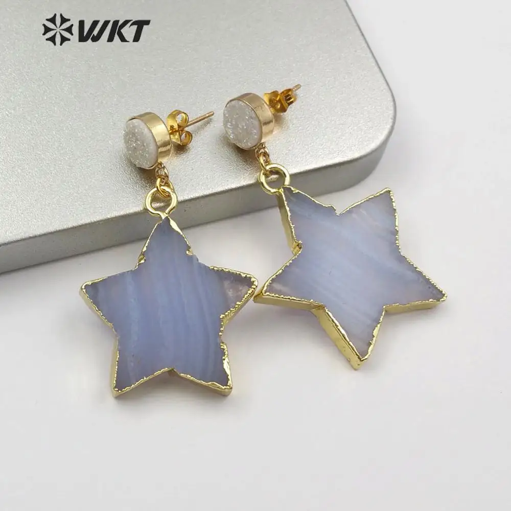 Розовая кварцевая серьги с белым кристаллом симпатичная подвеска в форме звезды