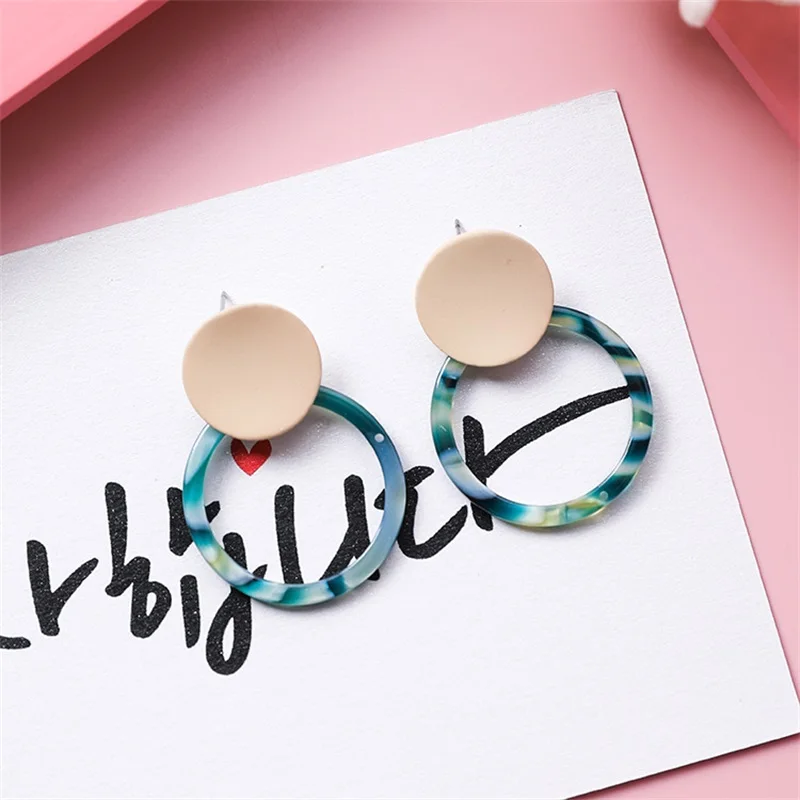 2019 Korean fashion geometric round dangle earrings retro simple temperament acrylic leopard circle women jewelry gifts | Украшения и