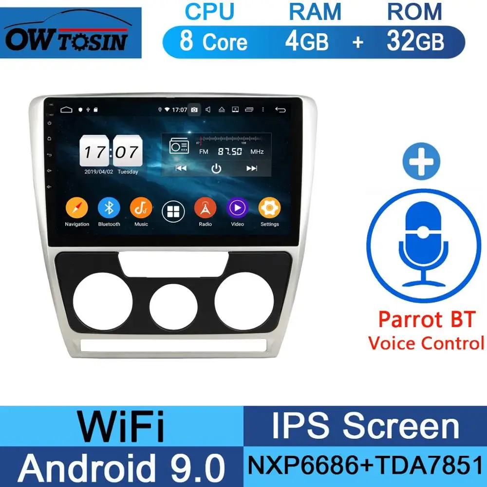 32G Parrot BT 10," ips 8 ядерный 4G+ 64G Android 9,0 автомобильный dvd-плеер для Skoda Octavia A5 2007 2008 2009 2010 2012 2013 gps Радио стерео DSP - Цвет: 32G Parrot BT