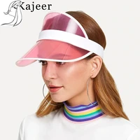 kajeer summer unisex women men baseball cap candy color transparent empty top plastic pvc sunshade hat visor caps bicycle hat