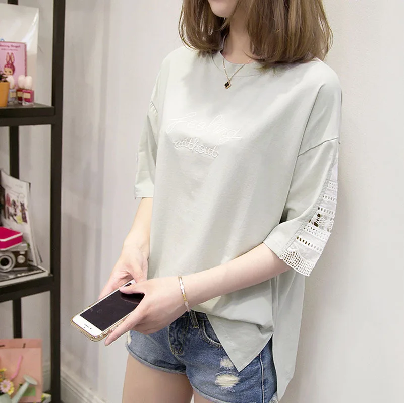 2022 High Quality Fashion Women T-shirt O Neck Casual Short Sleeves Tops Streetwear Brief Natural BF Style Loose Female Tees | Женская