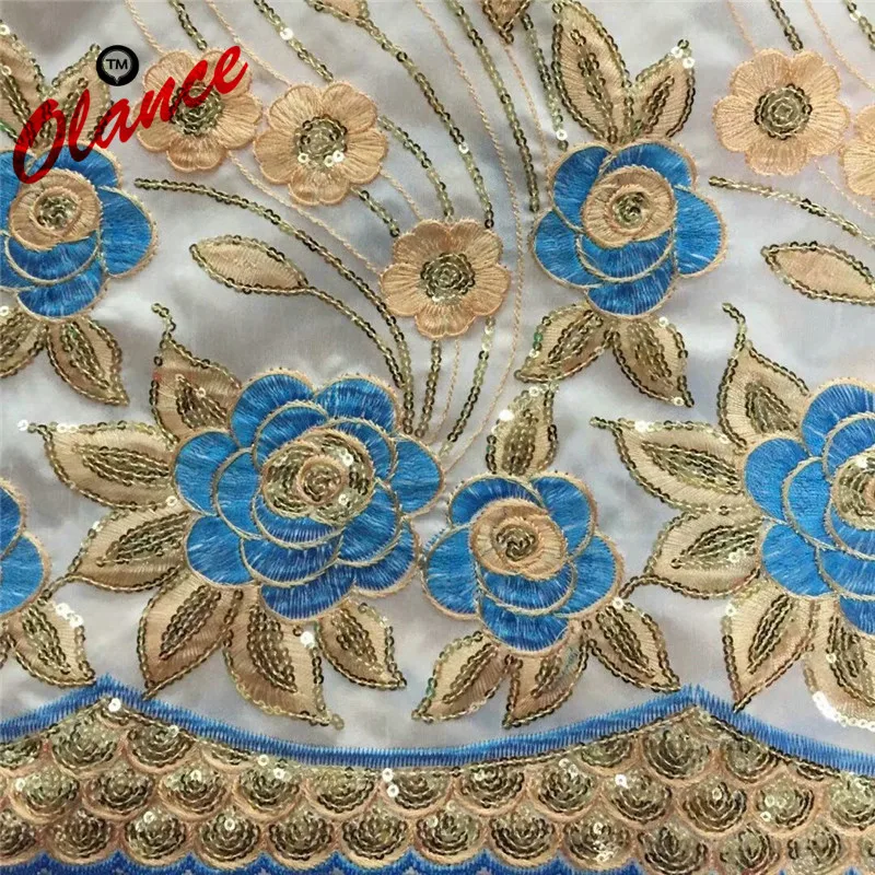 

Classical sunshine sequins 5 yards george lace and 2 yards Net Lace B8B1,Free shipping good quality African Satin Lace Fabric