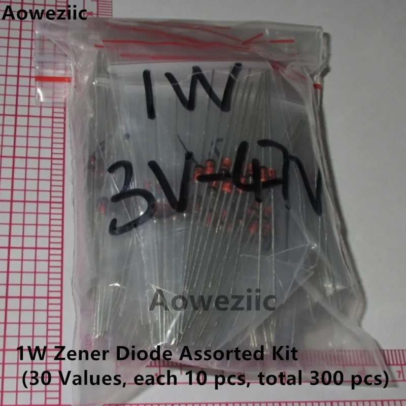 1W Zener Diode Assorted Kit (3V 3.3V 3.6V 5.1V 5.6V 7.5V 10V 12V 13V 15V 16V 18V 20V 22V 24V 30V 33V 47V) Assortment Set 1N4742A |