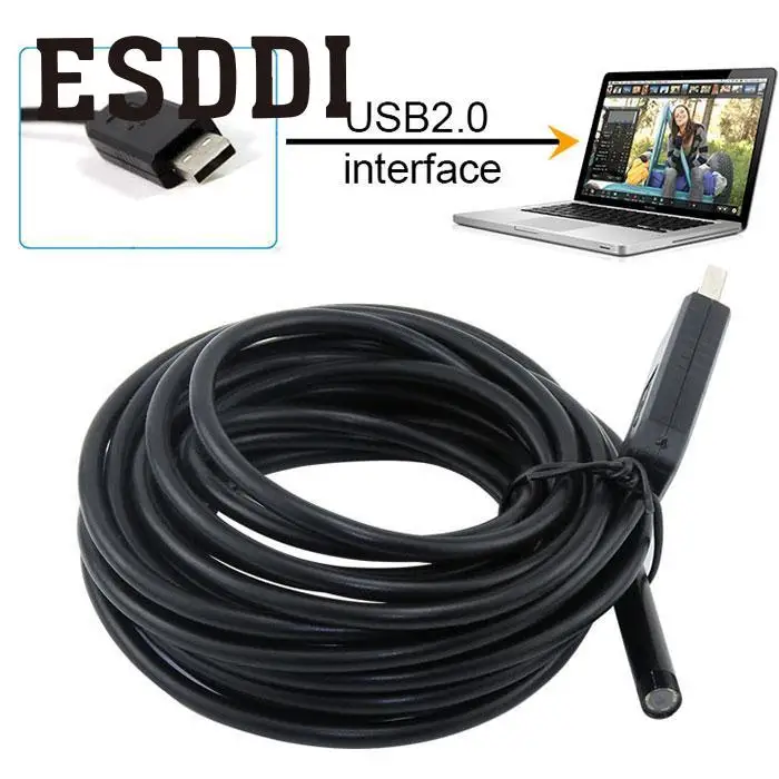 Esddi Новый 2/5/10 м 5 мм USB эндоскопа Водонепроницаемый 6LED инспекции Гибкая