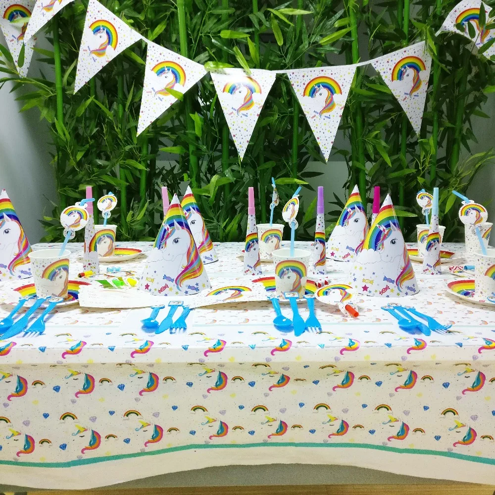 84 шт./компл. украшение для тематической вечеринки в виде единорога посуда тарелка