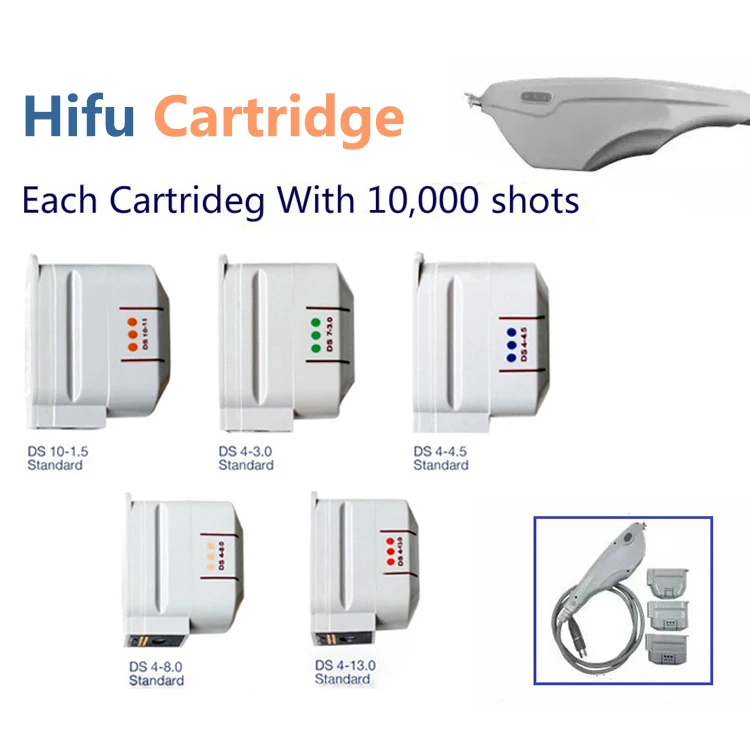 

Hot sale HIFU cartridge for HIFU Ultrasound Face Machine with 10000shots treatment head replacement transducer cartridges