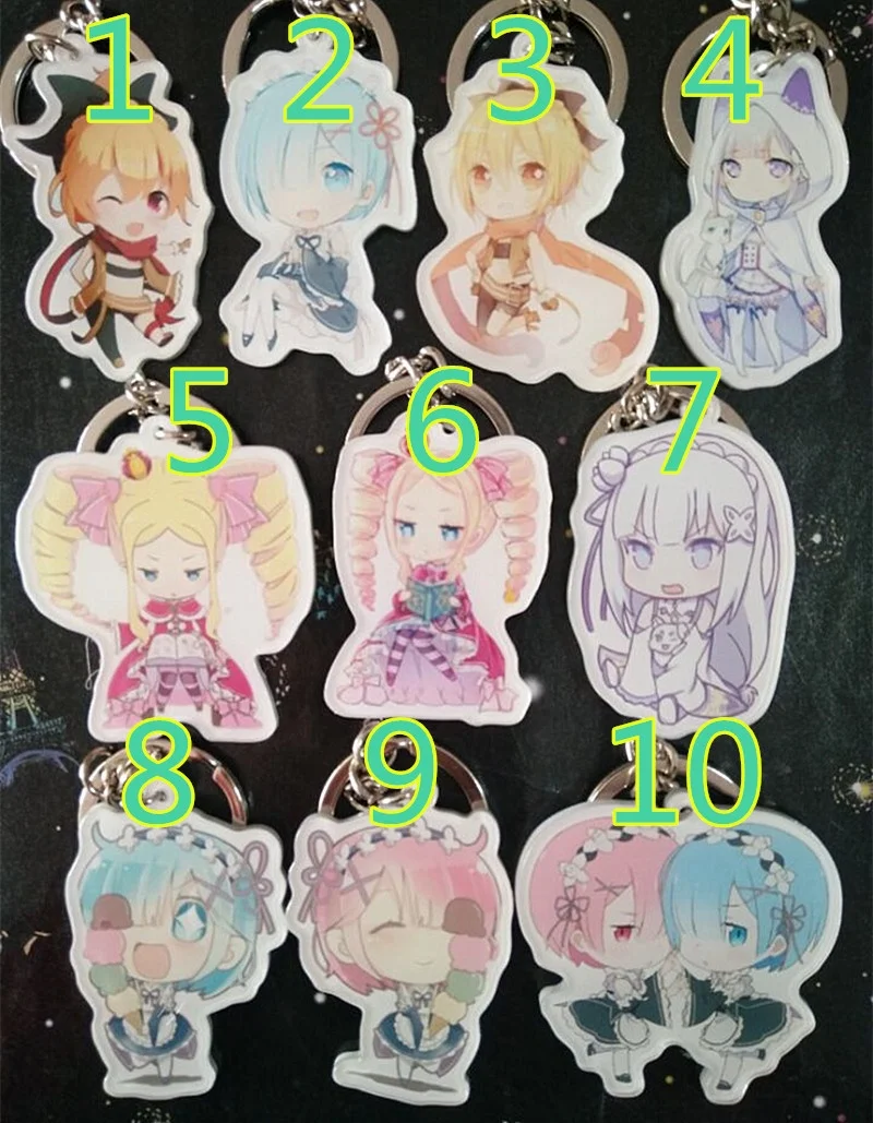 Брелок для ключей с рисунком из аниме Re:Zero kara Hajimeru Isekai Seikatsu Natsuki Subaru Emilia Rem