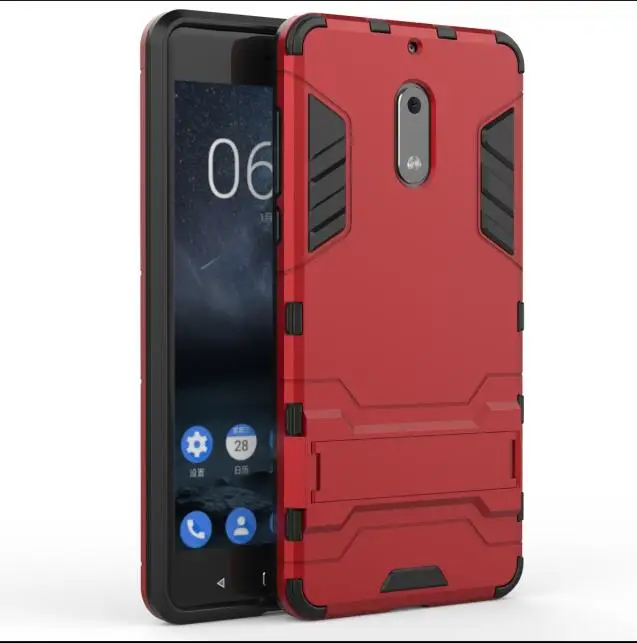 Чехол для Nokia 6, Железный человек, 2 в 1, роскошный пластиковый Гибридный бронированный чехол-подставка для Nokia 6, 5,5 дюйма, чехол для телефона, funda, coque capa