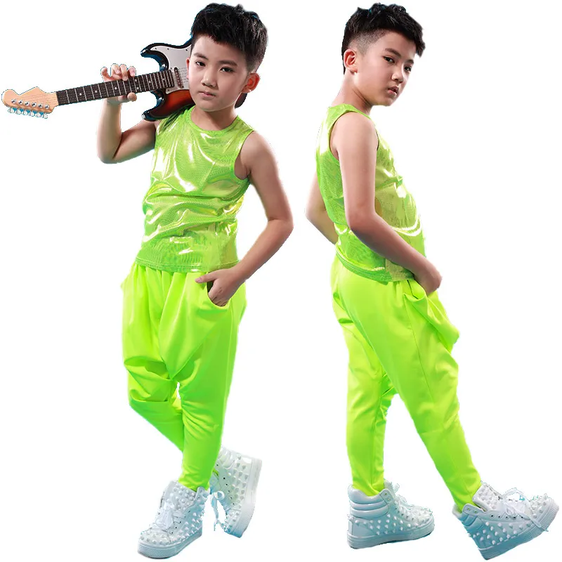 

Spring summer Adult Kids Neon Dot Green Top Unisex performance clothing Unisex Silver Gold Red plaid thin Hip Hop Dance Vest