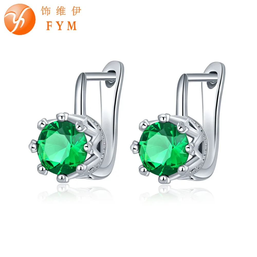 Женские серьги кольца с фианитом 7 цветов|fashion hoop earrings|hoop earringsplated earrings |