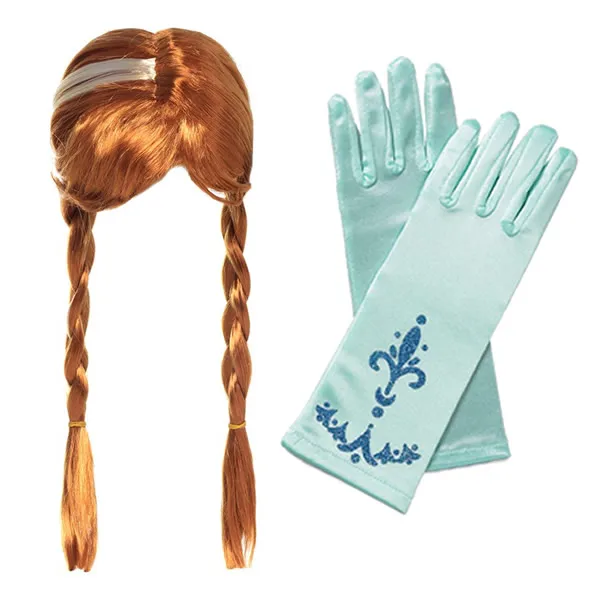 Wig and Gloves 8 Платье принцессы для девочек перчатки Anna набор париков София/фиолетовое перчатки Елена оплетка Эльза варежки для детей принцессы Авроры Эльза вечерние аксессуар подачи топлива - Цвет: Wig and Gloves 8