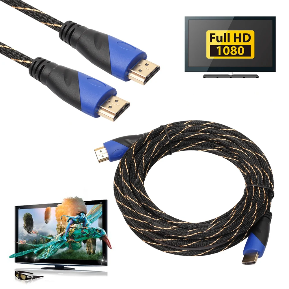 0 5/1/1.8/3 м плетеный канат совместимому с HDMI кабель V1.4 AV HD 3D для PS3 Xbox HDTV метров 1080P