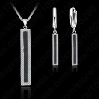 explosions jewelry set 925 sterling silver lady party rectangular surface small crystal inlay earrings pendant necklace