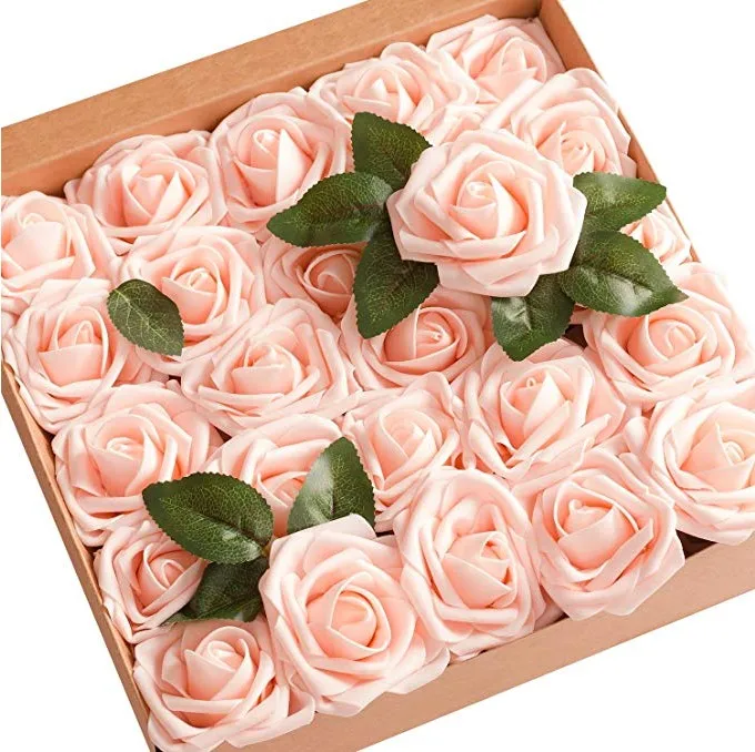 blush pini Искусственные цветы 40 шт. Румяна розы со стеблем для DIY Свадебные букеты центральный прием гостей в доме невесты украшения для дома - Цвет: blush pini