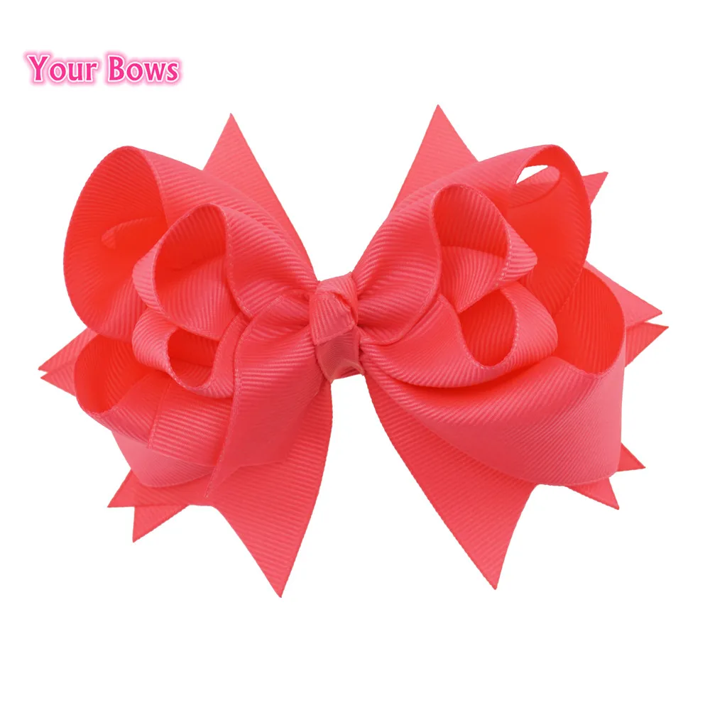 

Your Bows 5 Inches Hair Bows 3 Layer Solid Ribbon Bows Hair Clips Headbands Girls Headwear Cute Hairpins Kids Hair Accessories