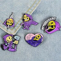 new new fashion purple coat yellow skull brooch badge cartoon anime devil trend shirt sweater jewelry brooch small gift