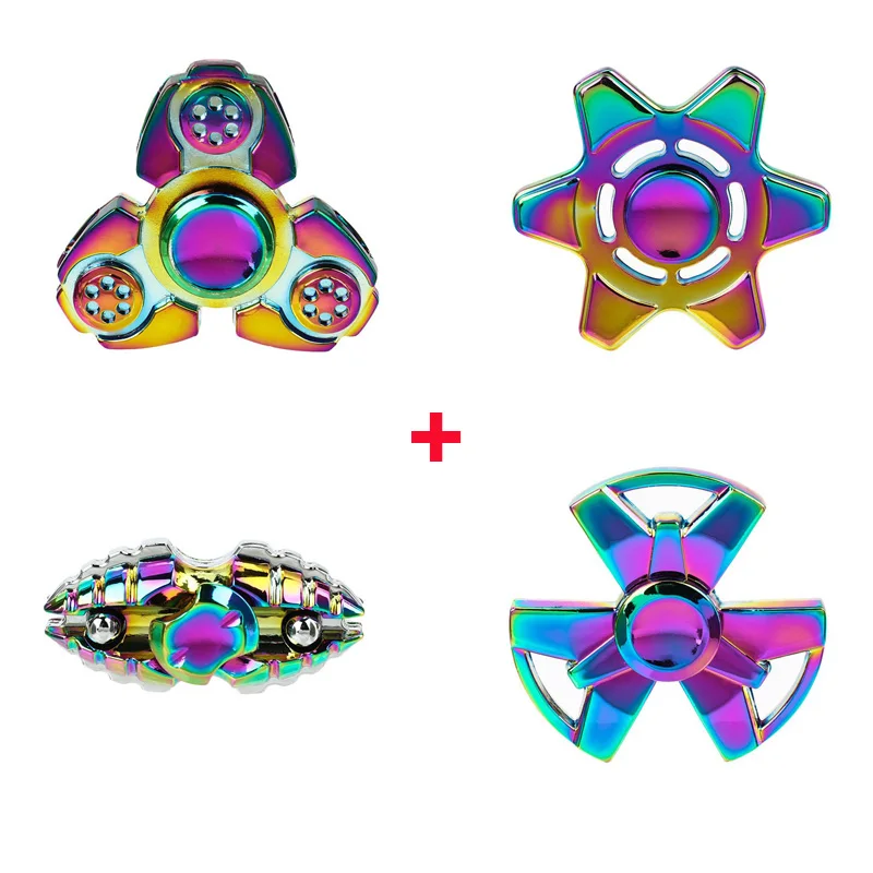 Непоседа Spinner Радуга Красочные Металл ручной шестиугольник Россия спинер