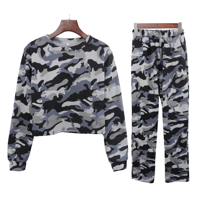 Ladies Stes Red Camo Print Fine Knit Rounded Neckline Top Conjunto Feminino Ensemble Femme 2 Pieces Pantalon Fashion | Женская одежда