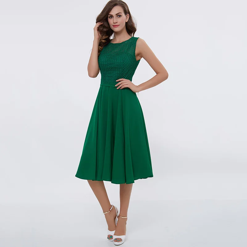 Женское платье для выпускного вечера Tanpell зеленое кружевное ТРАПЕЦИЕВИДНОЕ