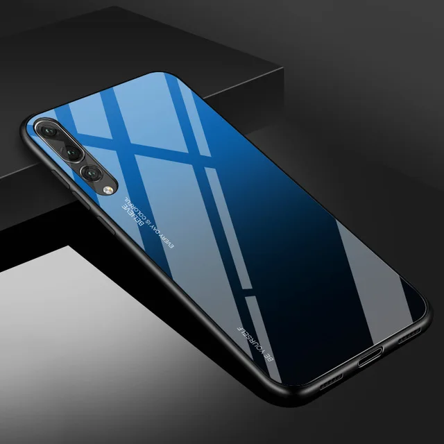 

100pcs DHL Tempered Gradient Glass Case Cover for Huawei Y9 2019 P10 P20 Hard Back Case for Huawei Mate 20 Nova 4