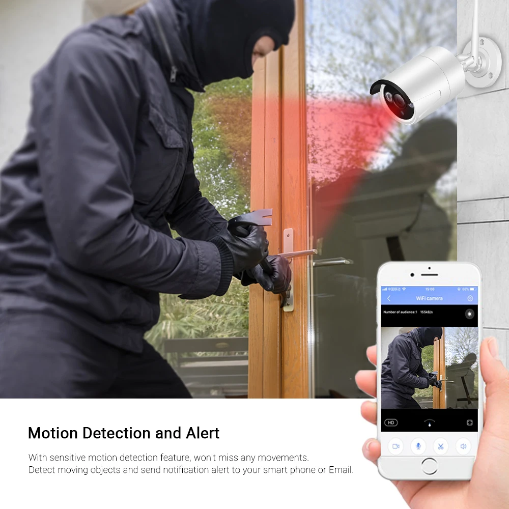 Hamrolte 4CH 1080P CCTV Беспроводная система 1080P IR Bullet Водонепроницаемая wi-fi-камера для использования на улице комплект видеонаблюдения Обнаружение движения