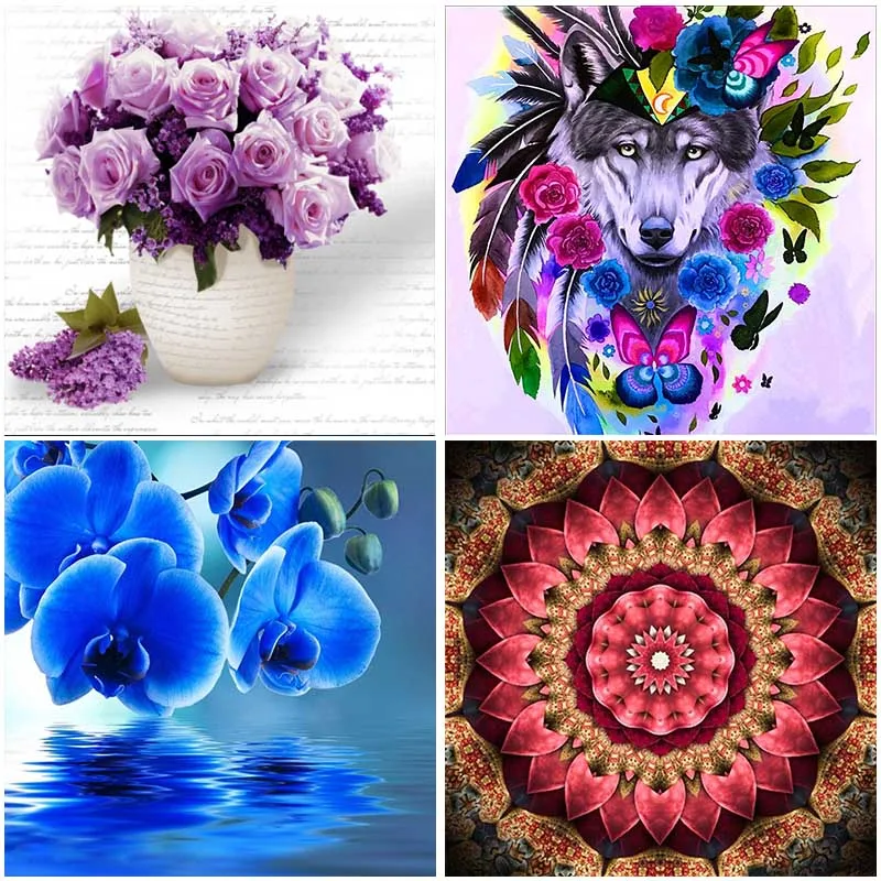 Colorful Flower 5D DIY Diamond Painting Full Square Embroidery Display Round Drill Europe Home Decor Wall Scenery | Дом и сад
